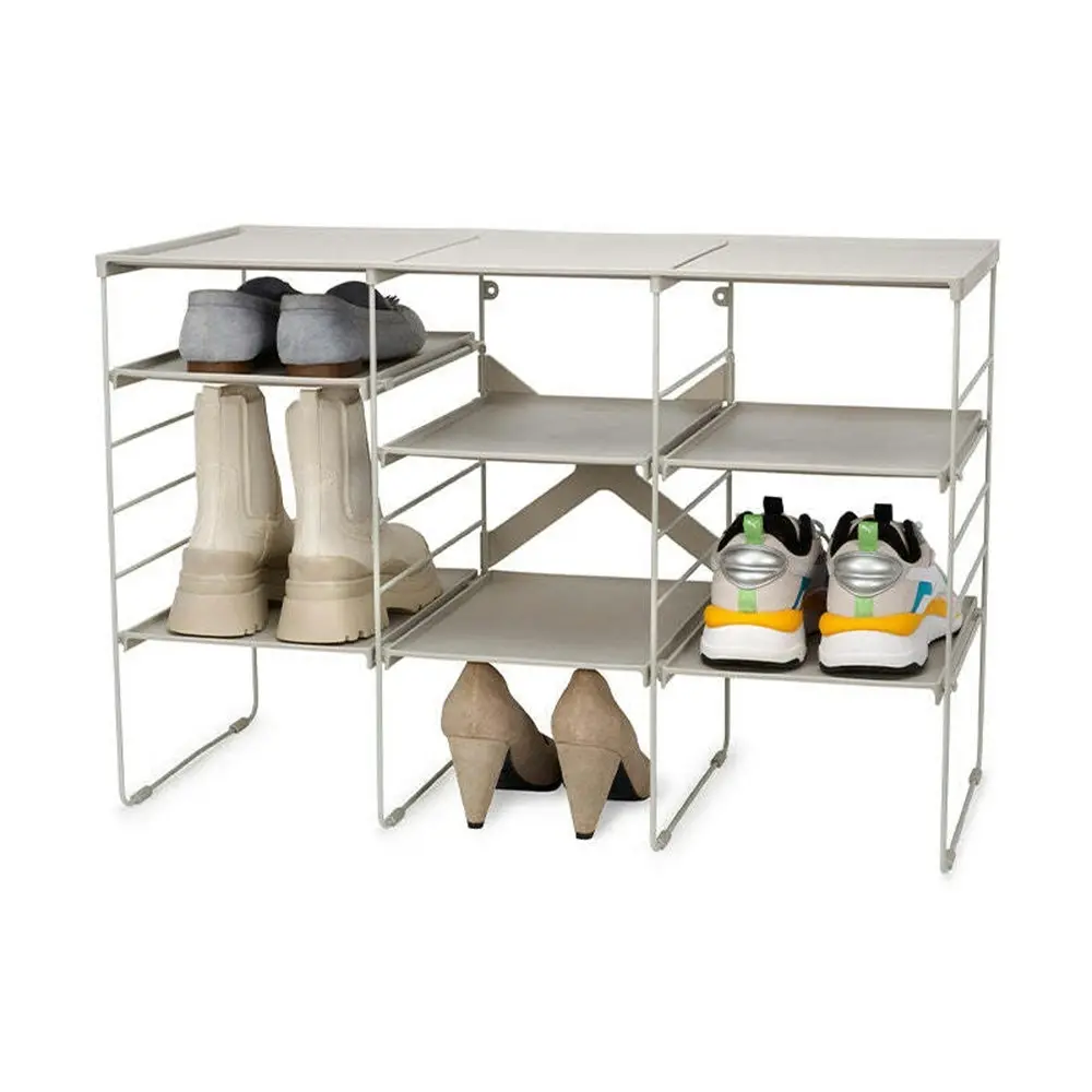 Joseph Joseph Level Plus Adjustable Triple Shoe Rack 51cm Organiser Storage Ecru