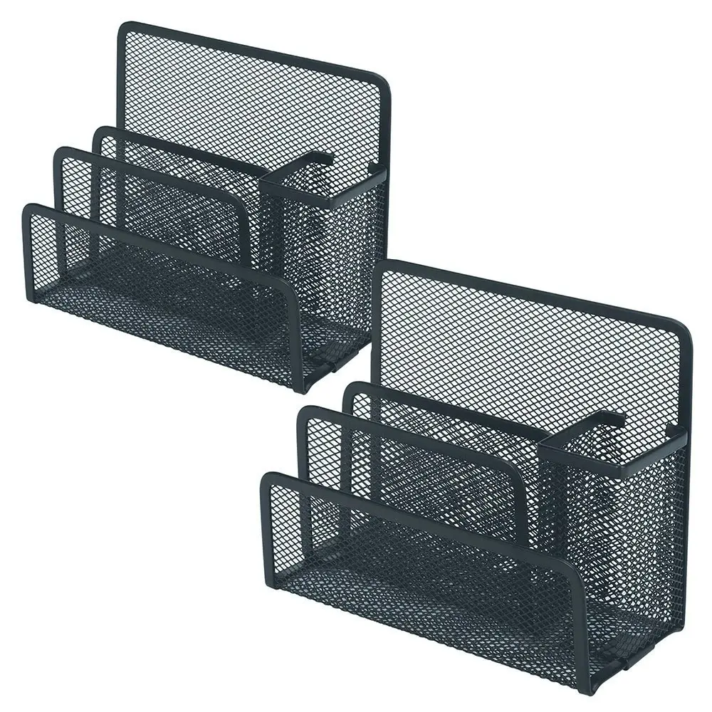 2x Esselte Steel Mesh Desk Workspace Home Office Pen Stationary Organiser Black