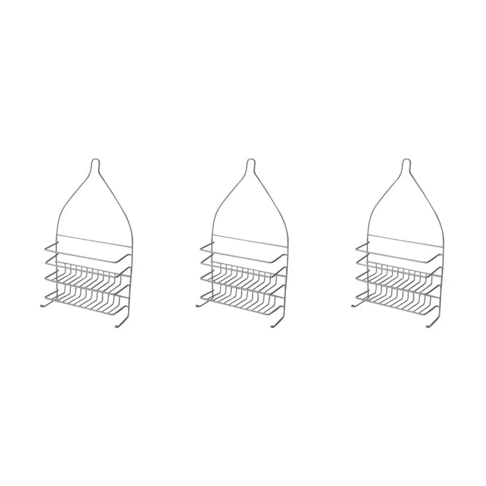 3x Homeleisure PE Coated Shower Tidy Caddy Bathroom Rack Organiser Large White