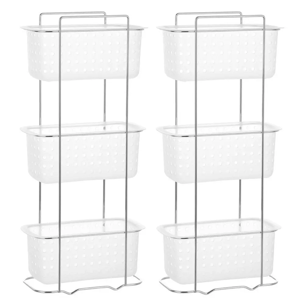 2x Boxsweden 3 Tier Bathroom Rack Standing Storage Organiser Stand Frosted Clear