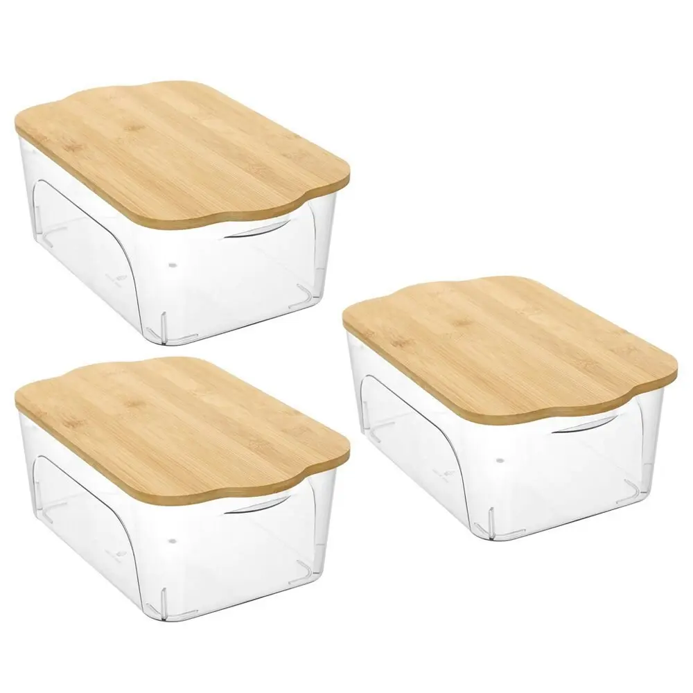 3x Boxsweden Crystal Reno Home Storage Box 3.3L/28cm Organiser Container w/ Lid