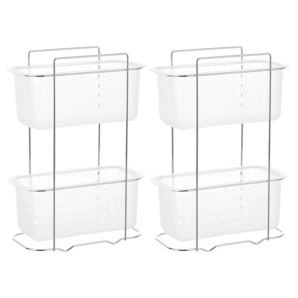 2x Boxsweden 2 Tier Bathroom Rack Standing Storage Organiser Stand Frosted Clear