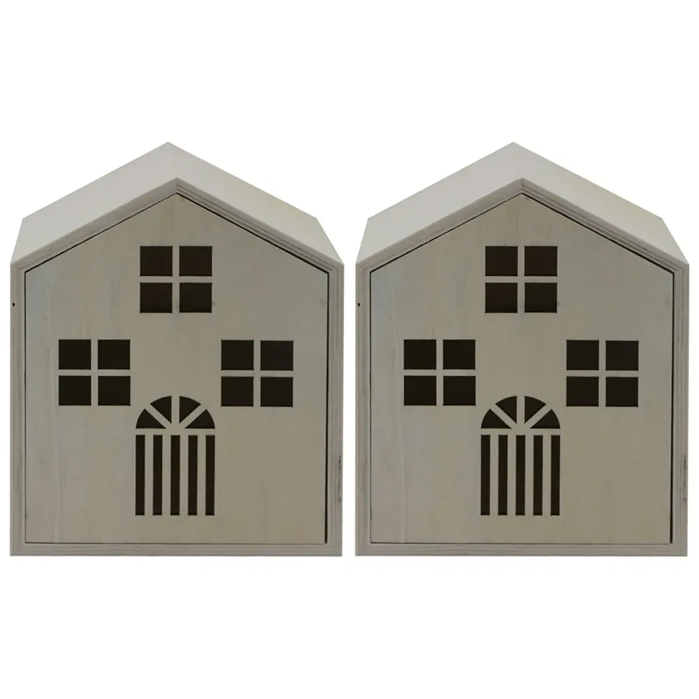 2PK Boyle Craftwood Wooden House Storage Box Kids/Children DIY Craft 16x10x21cm