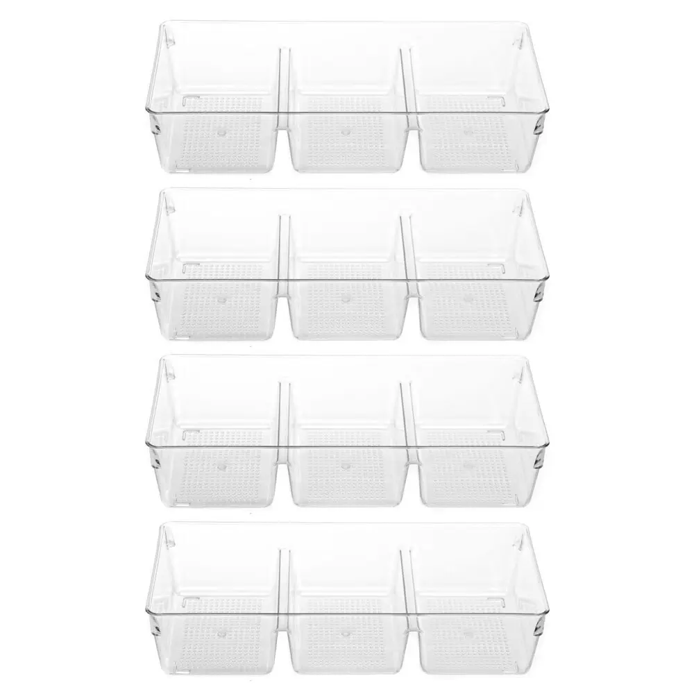 4PK Boxsweden Crystal Storage Tray Organiser BPA Free Plastic Container Clear