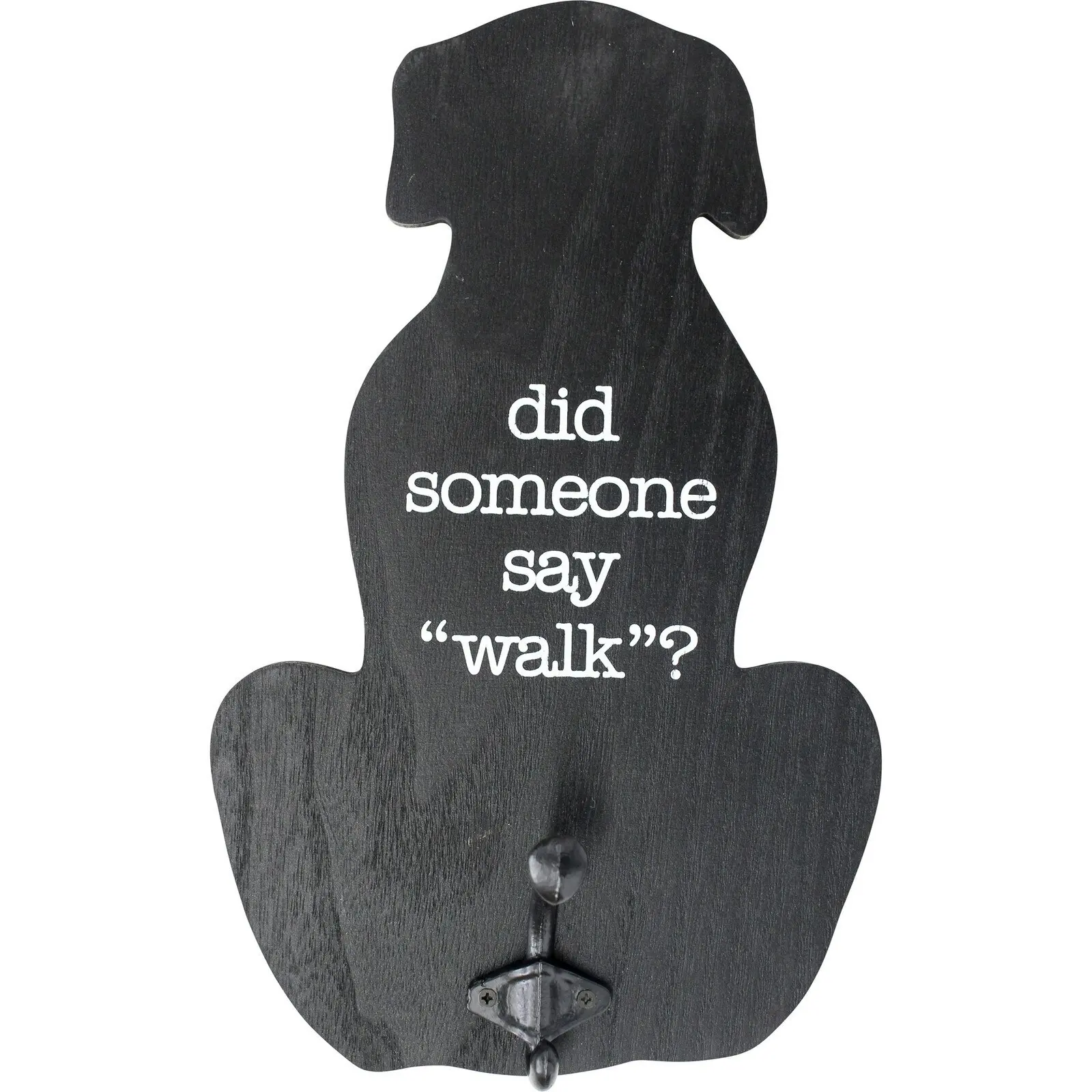 LVD 33cm MDF/Metal Hanging Sign Dog Walk Wall Hook Leash Hanger Organiser Black