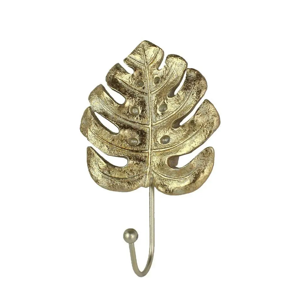 Belle Monstera Leaf Polyresin Wall Hook Hanger Home Hanging Organiser 17cm Gold