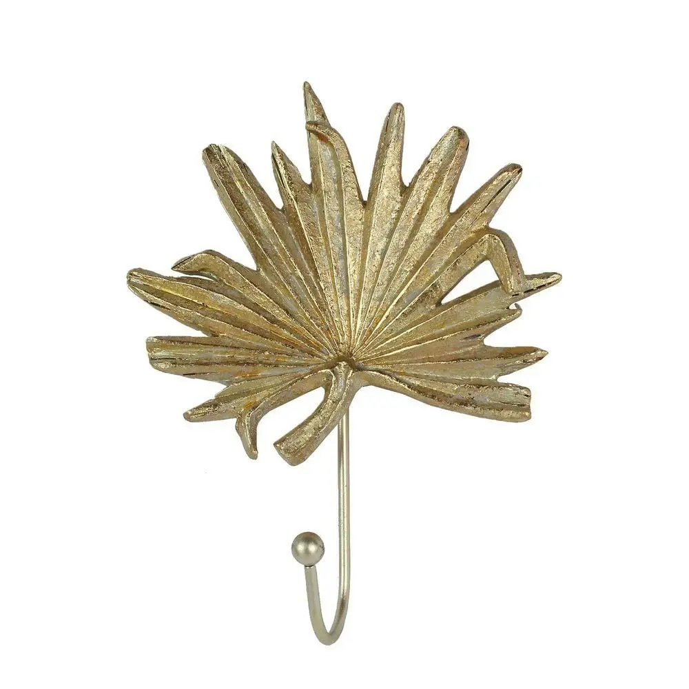 Belle Palm Leaf Polyresin Wall Hook Hanger Home Hanging Organisaer 18cm Gold