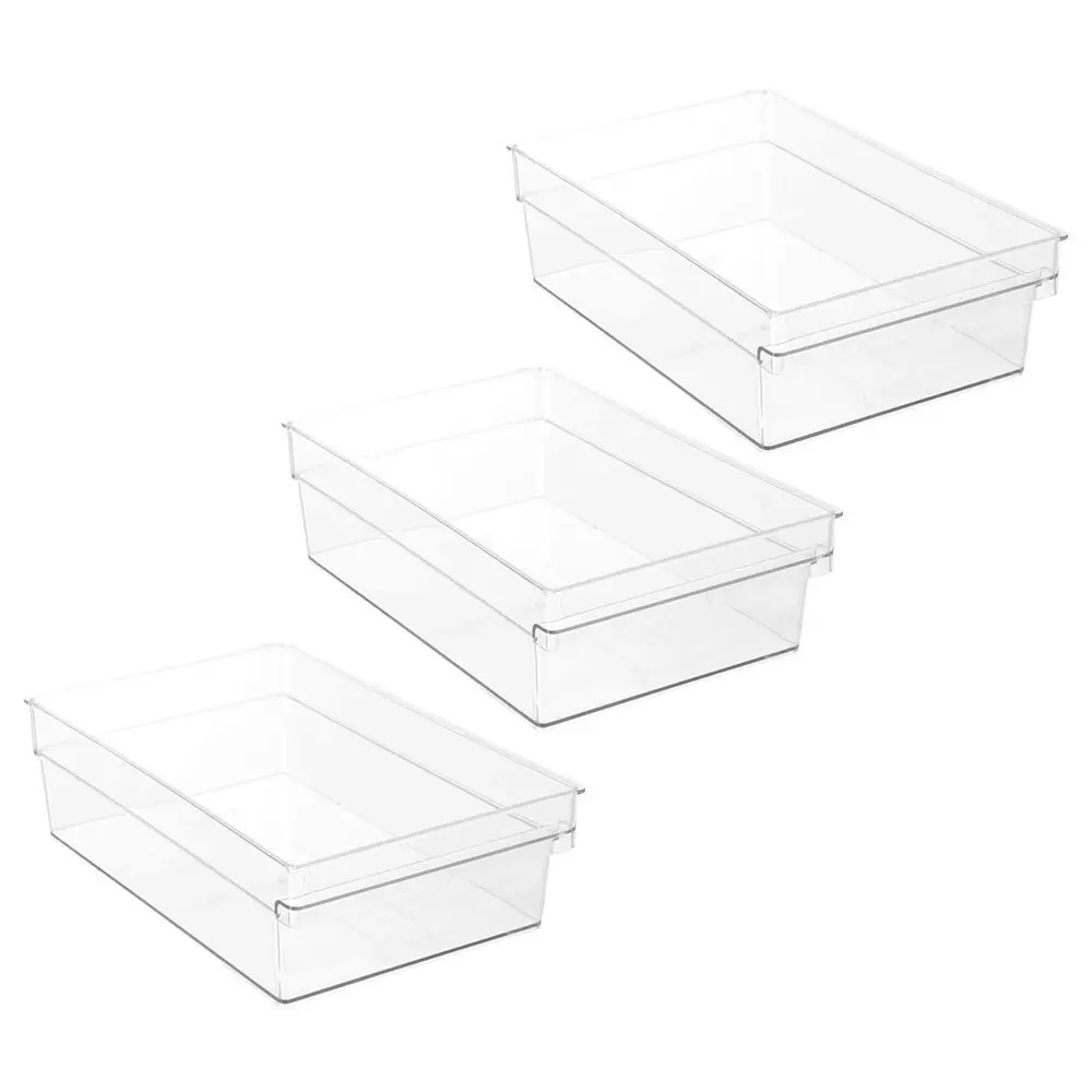 3x Boxsweden 31.5x20cm Crystal CLR Nest Deep Storage/Orgainser Box Home/Kitchen