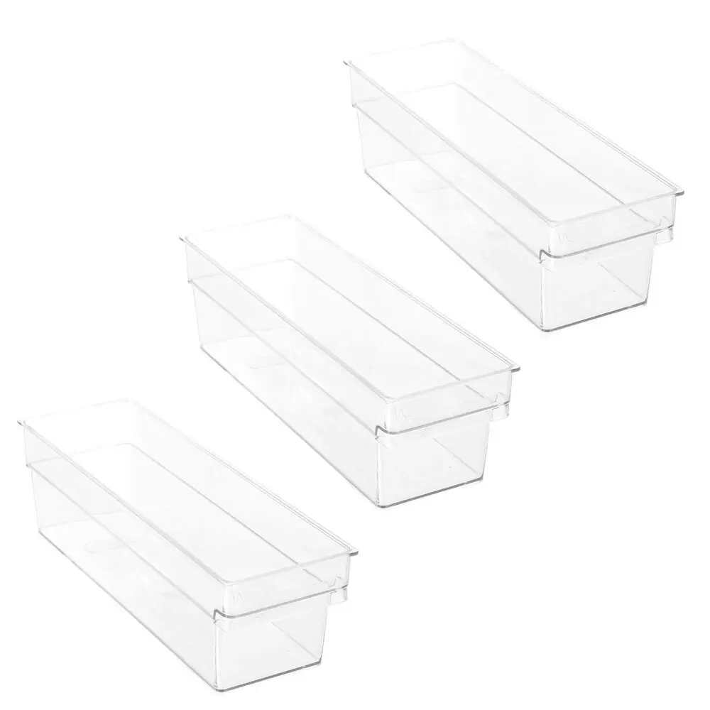 3x Boxsweden 31.5x10cm Crystal CLR Nest Deep Storage/Orgainser Box Home/Kitchen