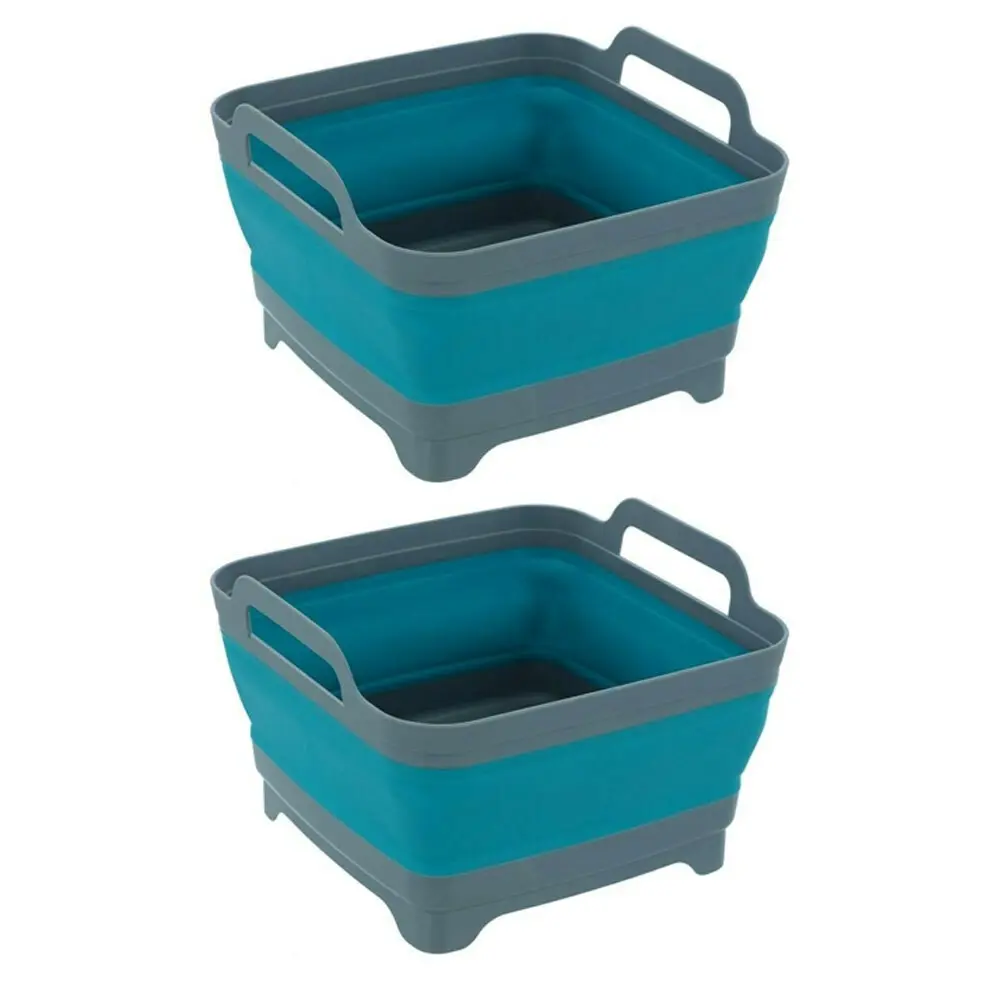 2x Boxsweden Foldaway 30.5cm 10.5L Square Basin Foldable Container w/Handles BL