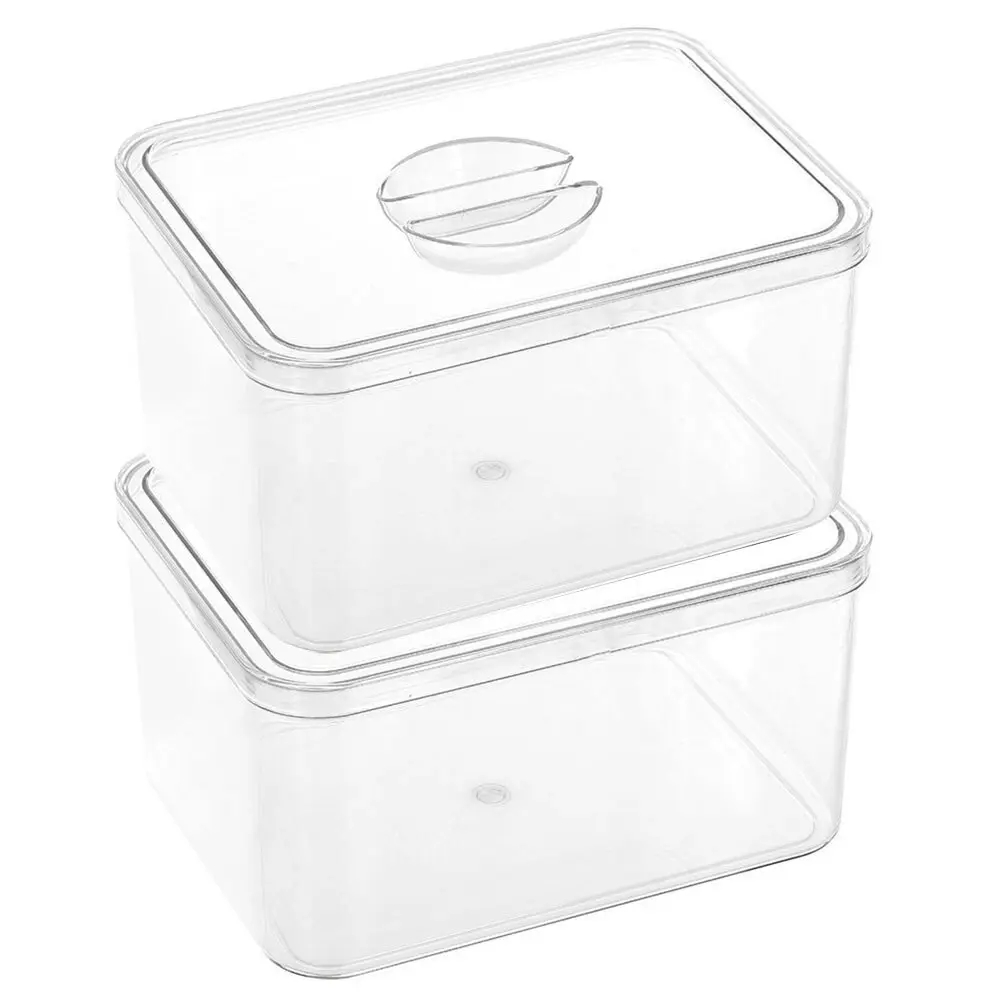 2x Boxsweden Crystal 19cm Mini Storage/Container Stackable Holder w/ Lid Clear