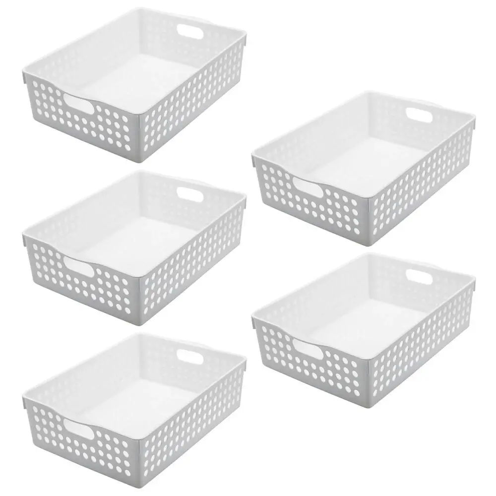 5x Boxsweden 30cm Mode Basket Home Storage/Holder Cleaning Room Organiser White