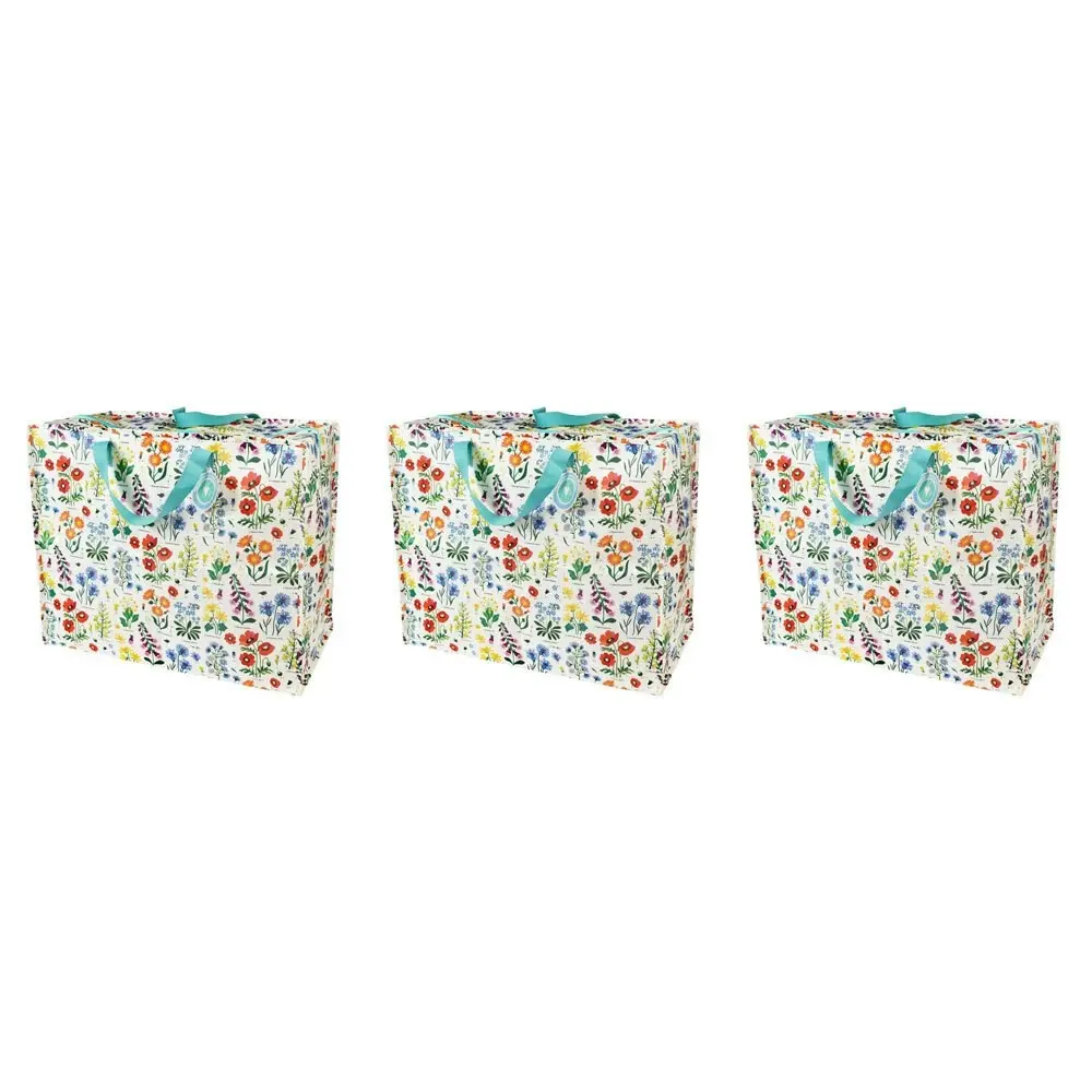 3x Rex London Jumbo Storage Bag Organiser w/ Zip Closure 58x48cm Wild Flowers