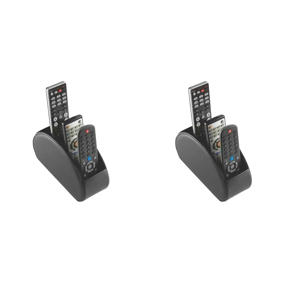 2x Ezymount Leather Remote Control/Pen Holder/Rack Tabletop Organiser Black