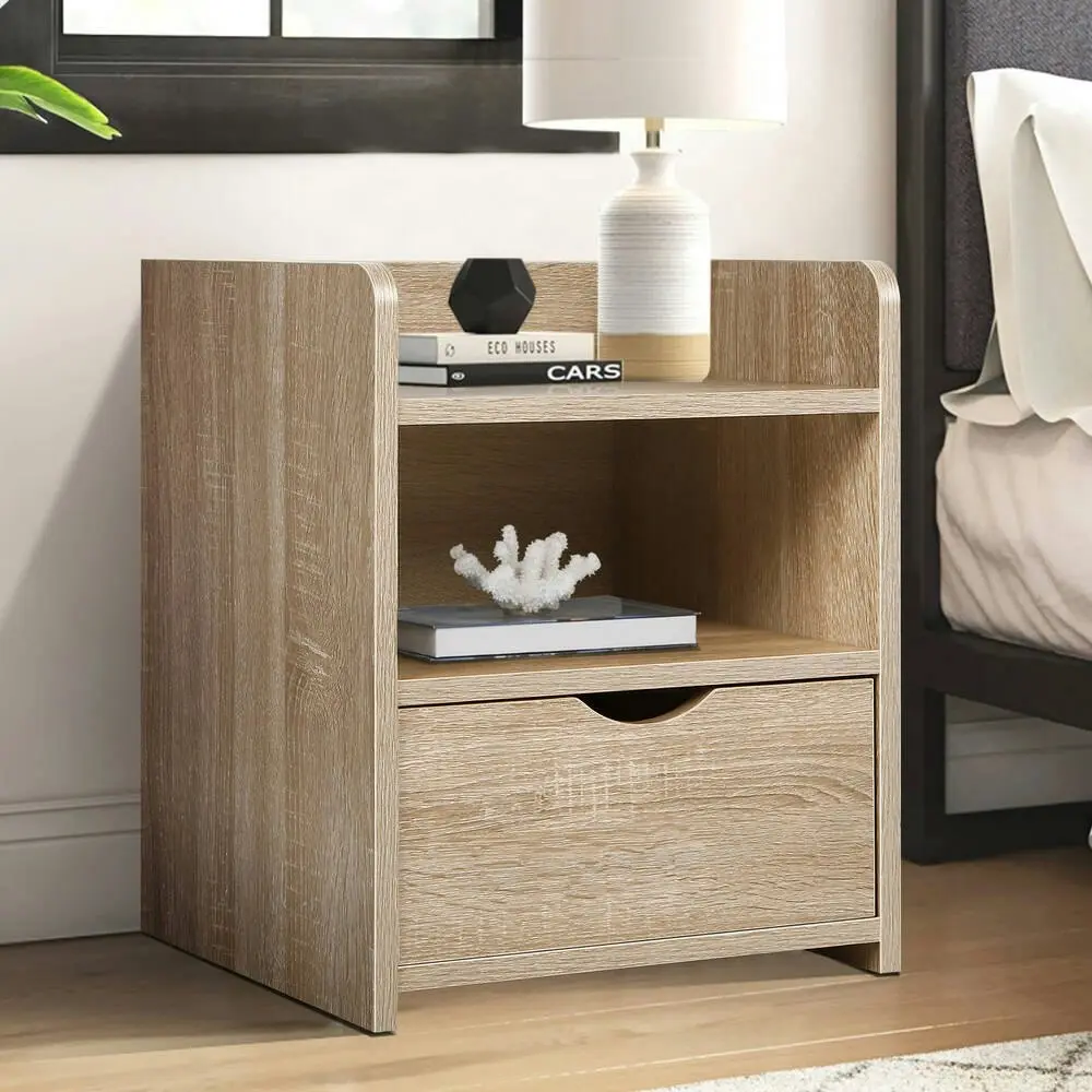 Alfordson Bedside Table Nightstand 1 Drawer Wood