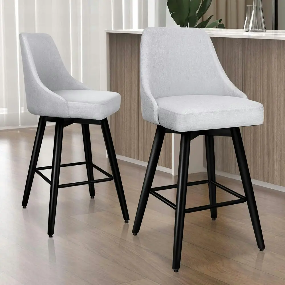 Alfordson 2x Swivel Bar Stools Kitchen Dining Chair Cafe Metal Light Grey