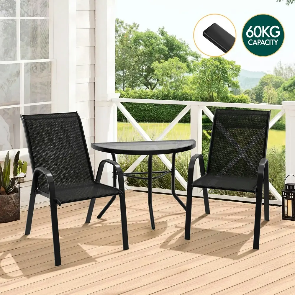 Alfordson 3PCS Outdoor Furniture Patio Table and Chairs Garden Bistro Set Black