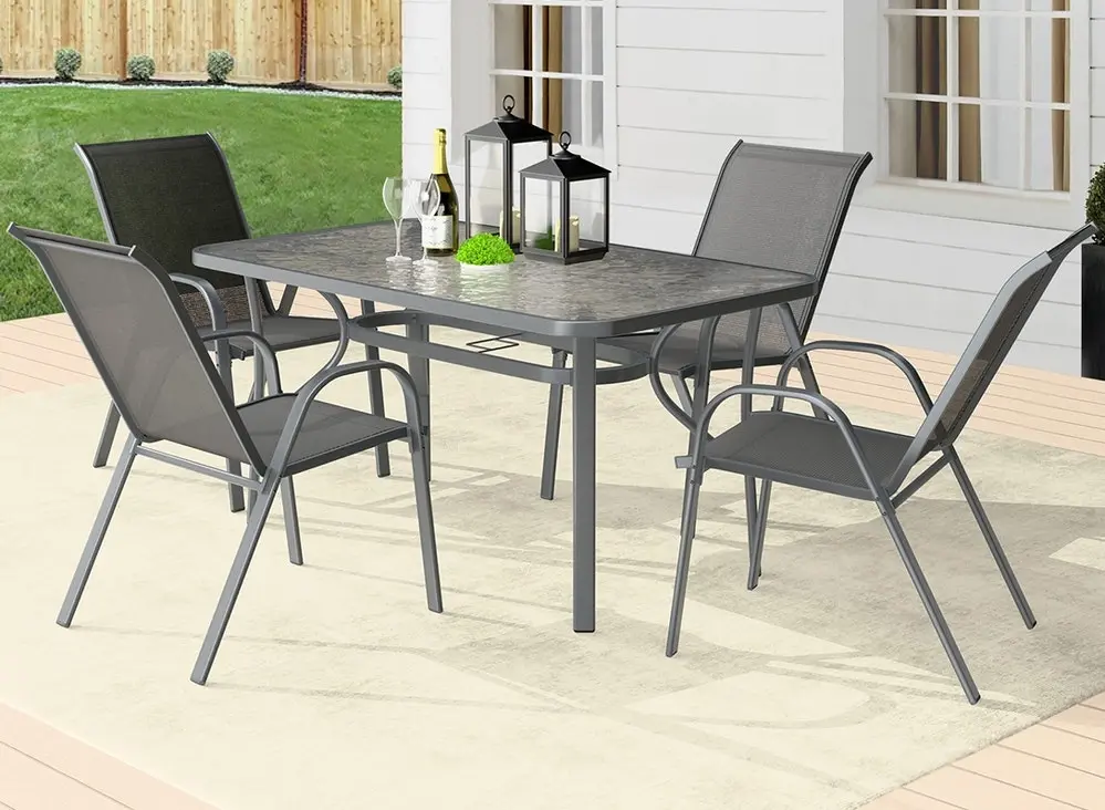 Alfordson 5PCS Outdoor Dining Set Table and Chairs Grey