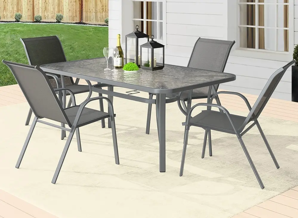 Alfordson 5PCS Outdoor Dining Table and Chairs Set Grey