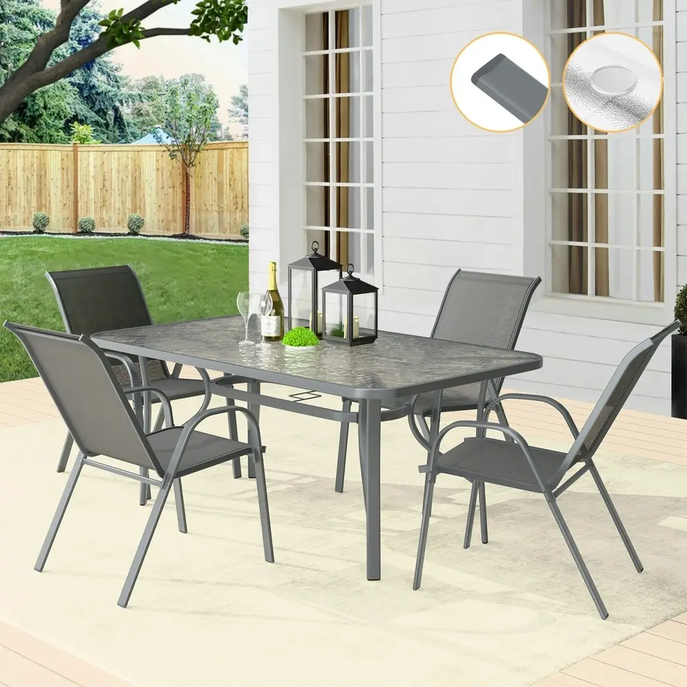 Alfordson 5PCS Outdoor Dining Table and Chairs Set Grey