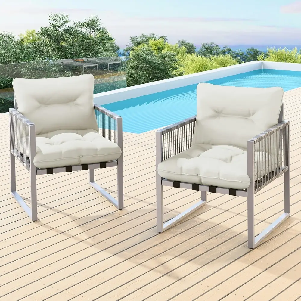 Alfordson Outdoor Furniture 2x Lounge Chairs Patio Garden Armchair Rattan Chair Beige