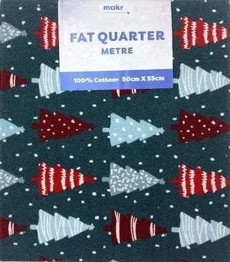 Christmas Print Cotton Fat Quarters, Grey Christmas Trees - 50cmx55cm