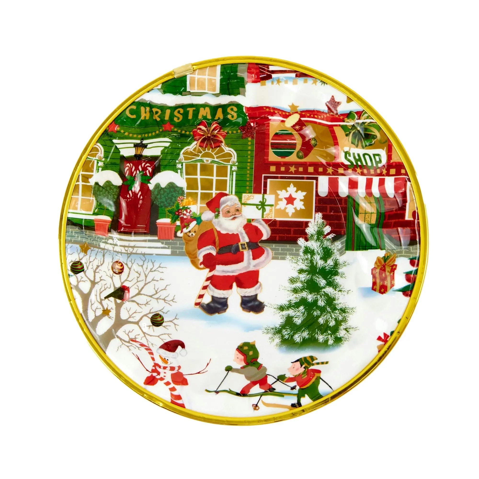 Christmas Plastic Round Plate- 23cm