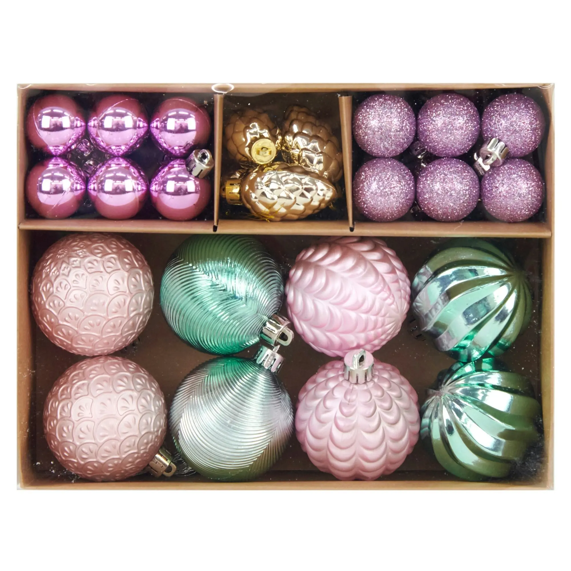 Christmas Ornate Bauble Set in Craft PVC Box, 6cm- 36pk