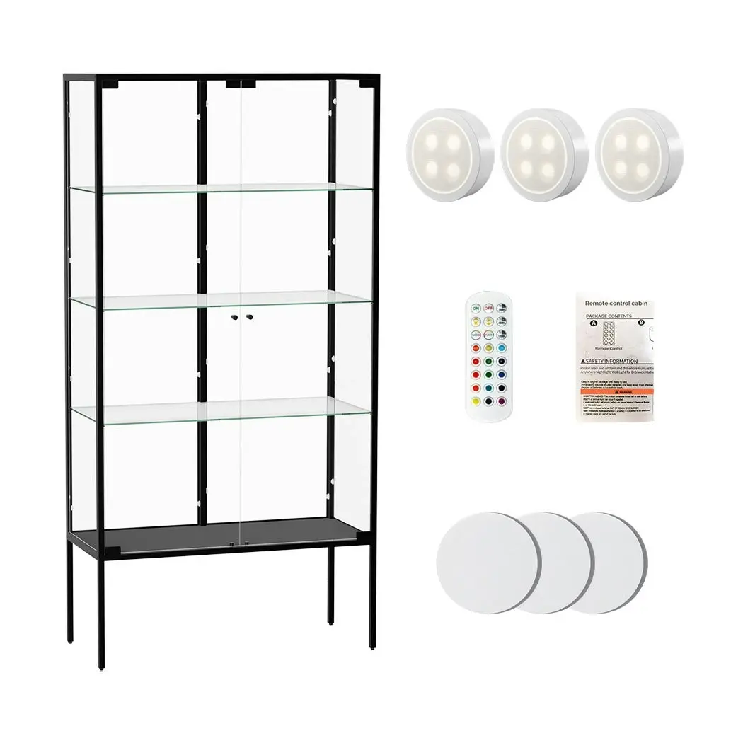 Stacked Tempered Glass LED Display Cabinet Steel Collections With RGB Light