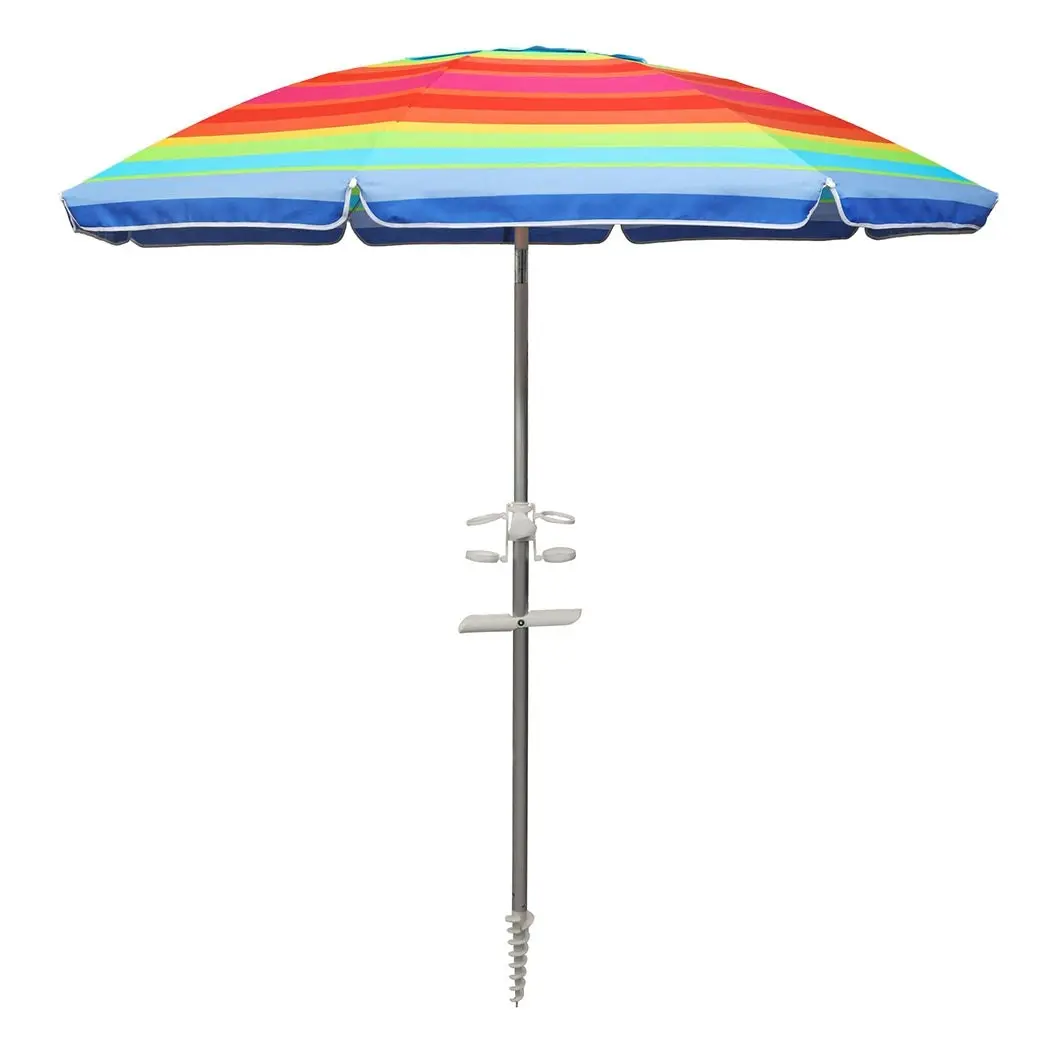 Centra 2M Outdoor Beach Umbrella Tilting Patio Tropical Shelter Parasol Colorful