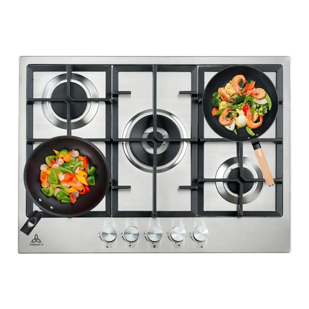 Trinity 70cm Built-in Gas WOK Cooktop 5 Burner Stainless Steel