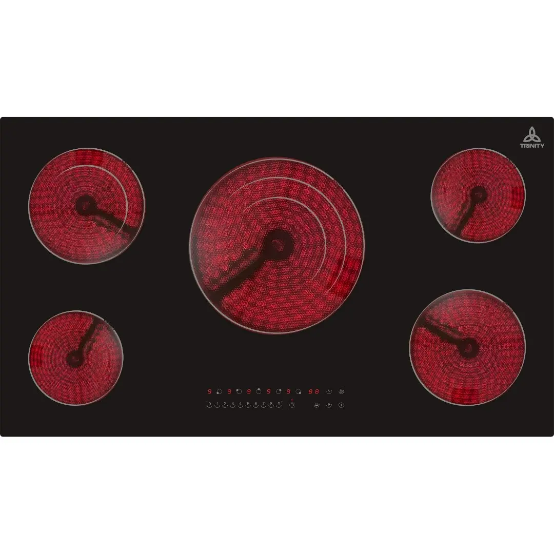 Trinity 90cm Built-in Ceramic Cooktop 5 Heating Zones Dual Triple Burner Rings