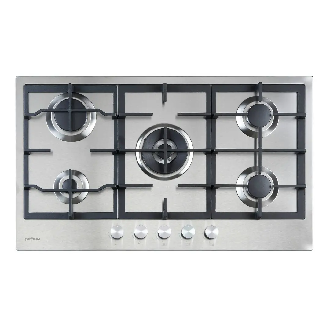 Brohn 90cm Built-in Gas Stainless Steel Cooktop 5 Burners