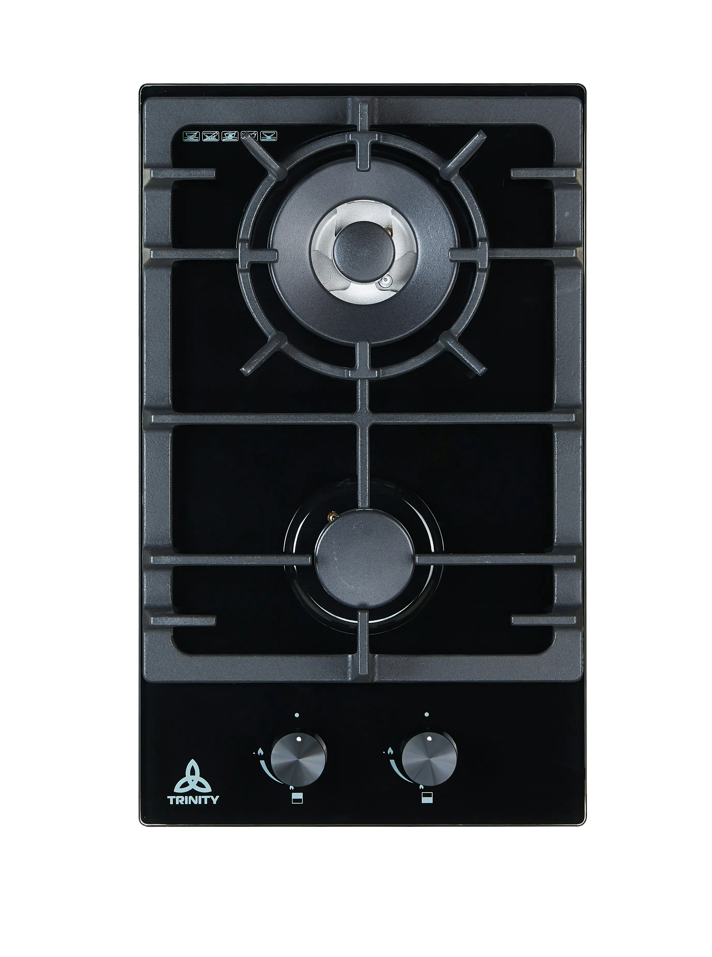 Trinity 30cm Gas WOK Cooktop 2 Burners Black Glass