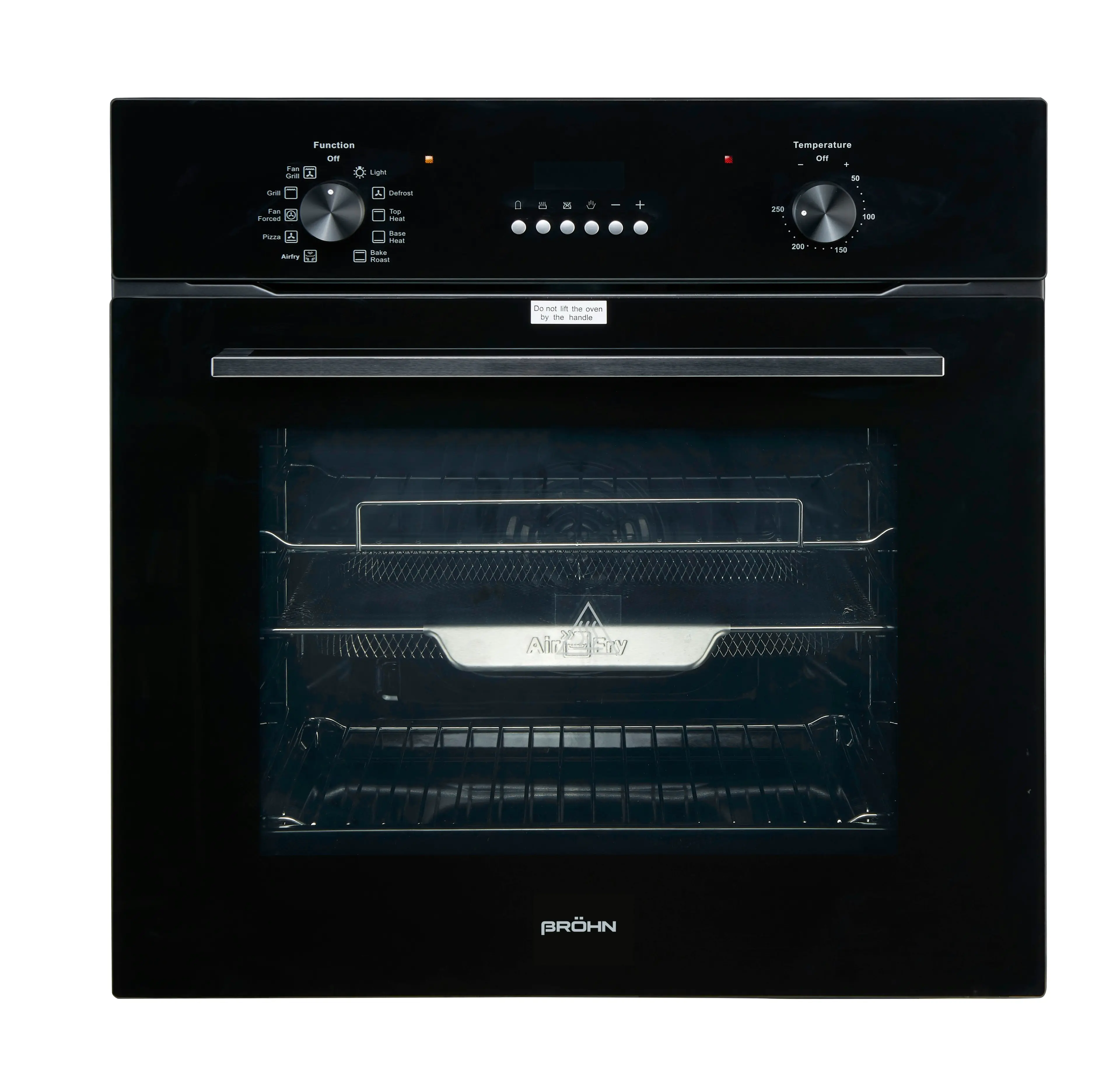 Brohn 60cm Built-in Electric Oven Black Glass 10 Functions with inBuilt AirFry mode