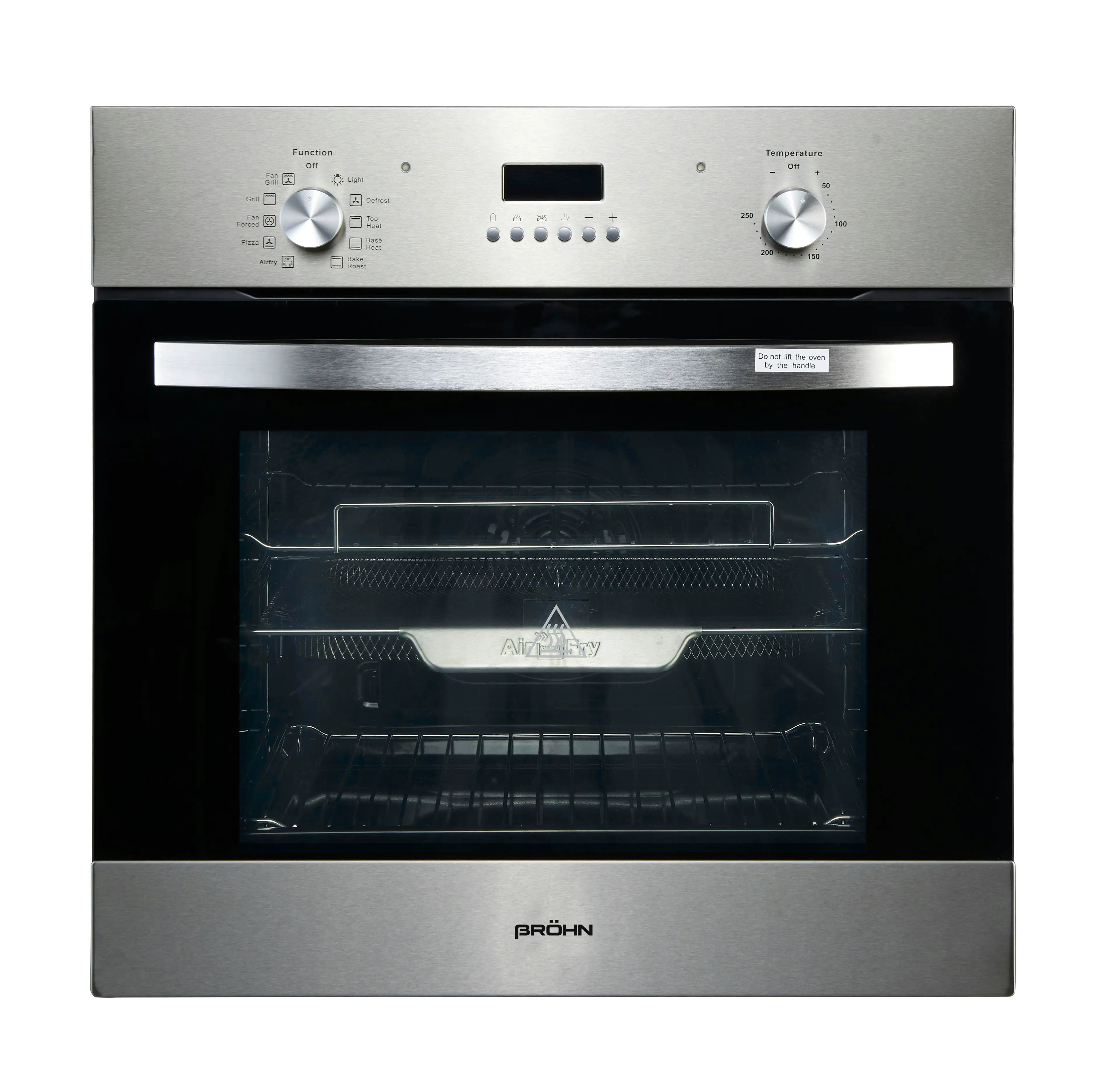 Brohn 60cm Built-in Electric Oven Stainless Steel 10 Functions with inBuilt AirFry mode Telescopic Rails