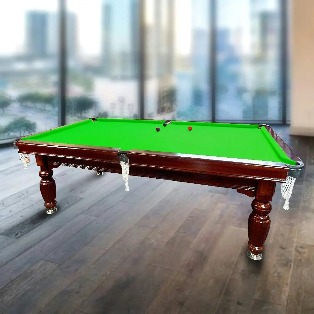 QUESLA 8FT Luxury Slate Walnut Frame Pool Table Solid Timber Billiard Table Professional Snooker Game Table With Accessories - Green Felt