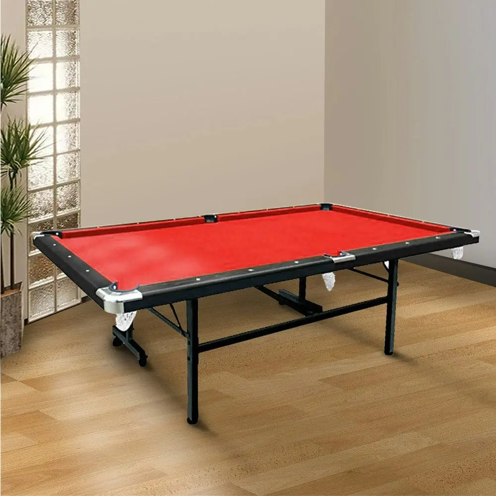 CUETIQ 7FT Foldable Pool Table Billiard Table Free Accessory For Small Room - Red Felt