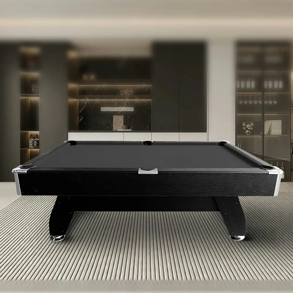 CUETIQ MDF 7FT Pool Snooker Billiard Table With Accessories - Black Felt