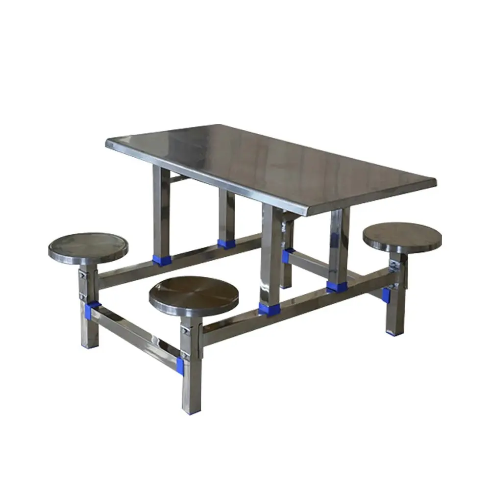 LIVARA Integrated Dinning Table&Chair Set Stainless Steel - Silver