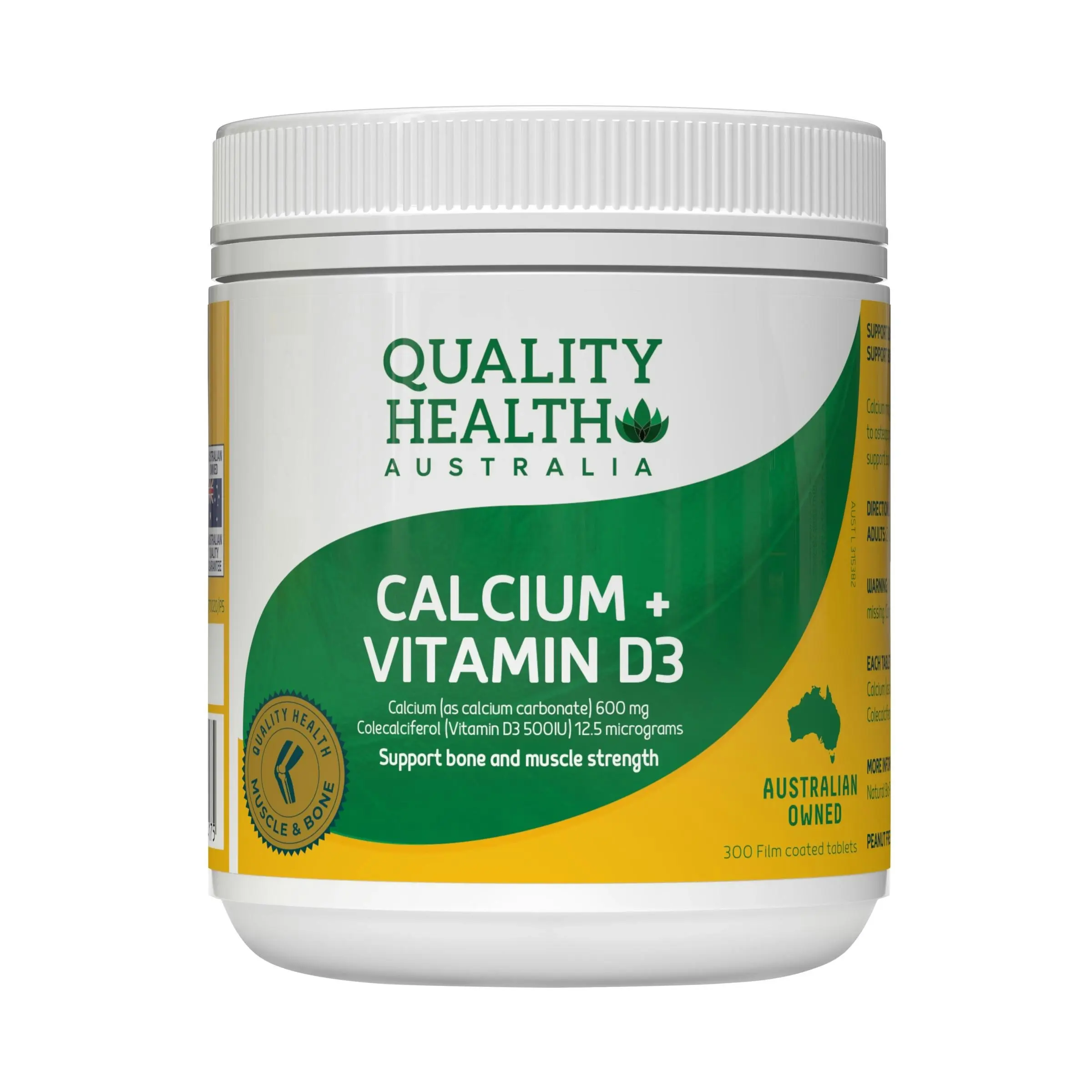 Quality Health Vitamin D & Calcium 600mg 300 Tablets