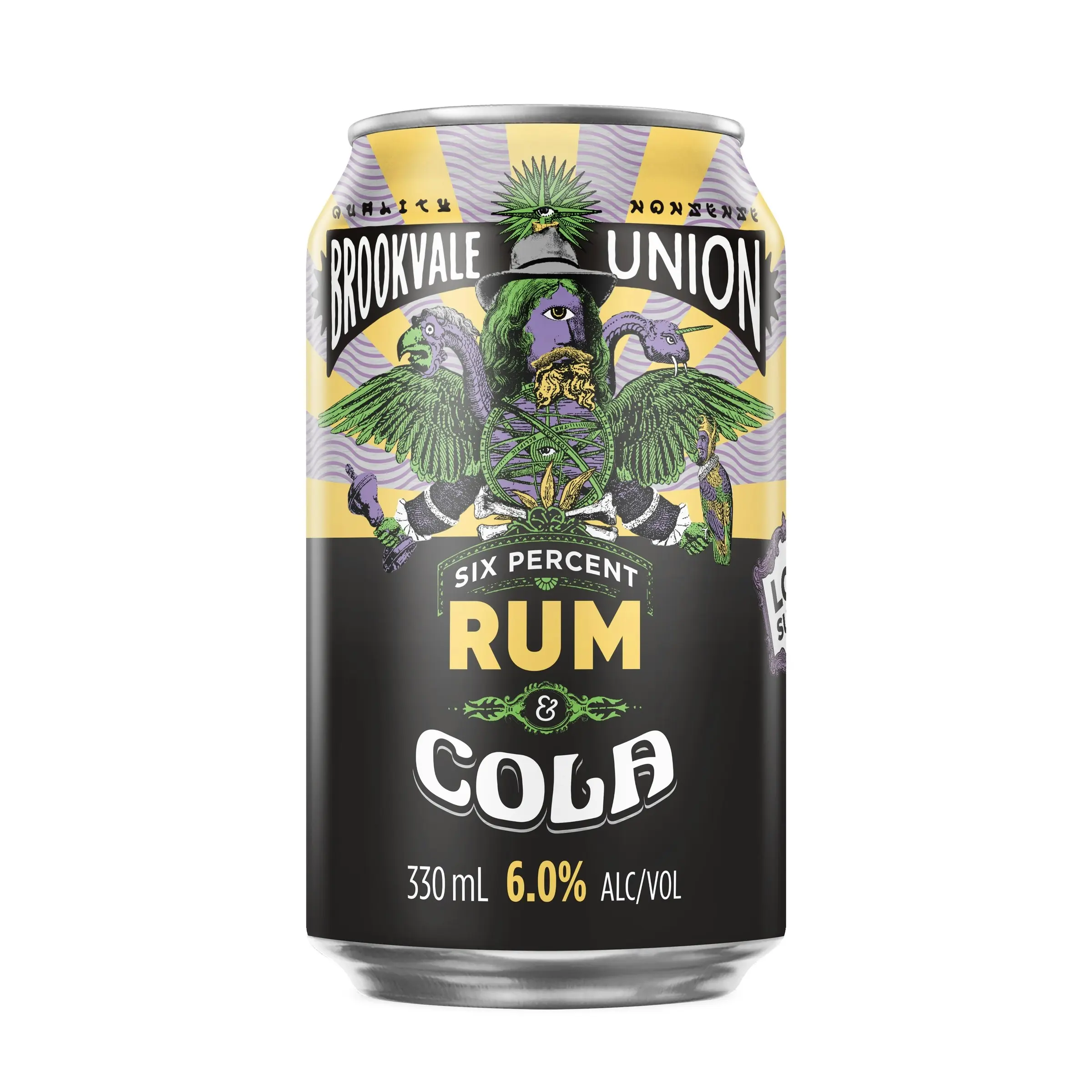 Brookvale Union Rum & Cola, Refreshing Pre-Mixed Drink, Warming Rum Finish, 6% ABV, 330mL (Case of 24 Cans)