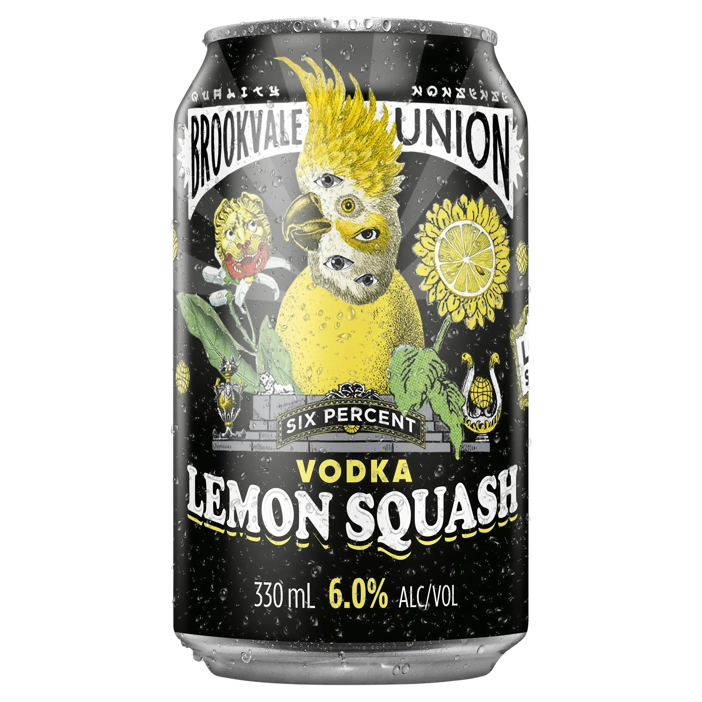 Brookvale Union Vodka Lemon Squash Mixed Drink, Zesty & Refreshing Finish, 6% ABV, 330mL (Case of 24 Cans)