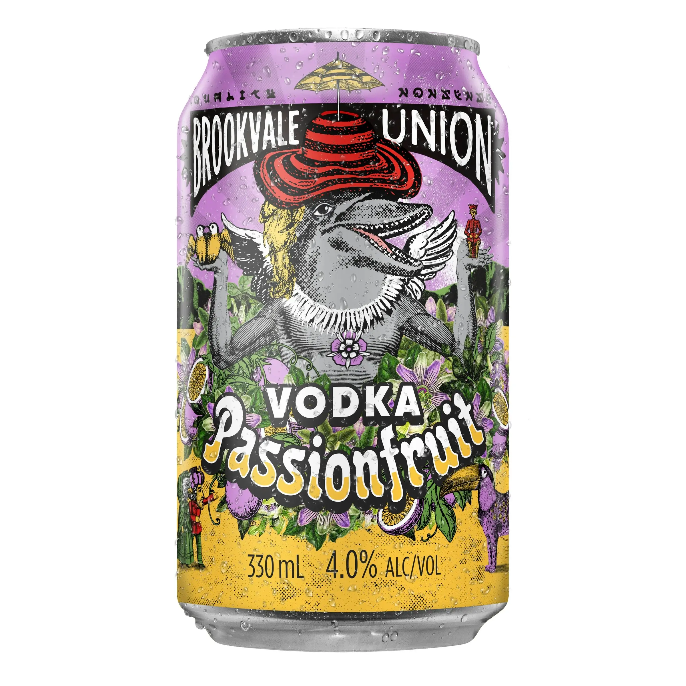 Brookvale Union Vodka Passion Fruit Mixed Drink, Fruity & Refreshing Finish, 6% ABV, 330mL (Case of 24 Cans)