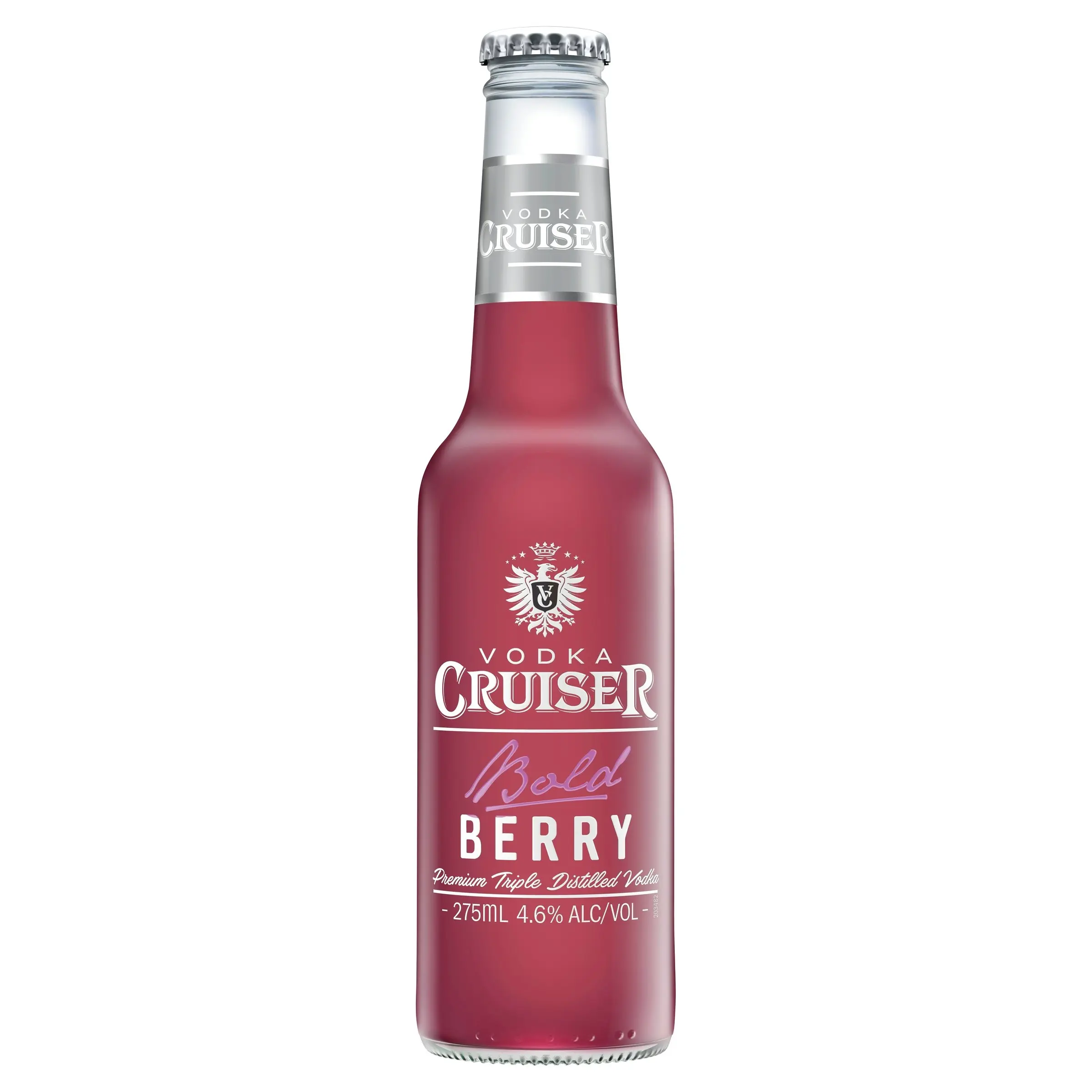 Vodka Cruiser Bold Berry, Refreshing Flavoured Pre-Mixed Vodka Drink, 4.6% ABV, 275mL (Case of 24 Bottles)