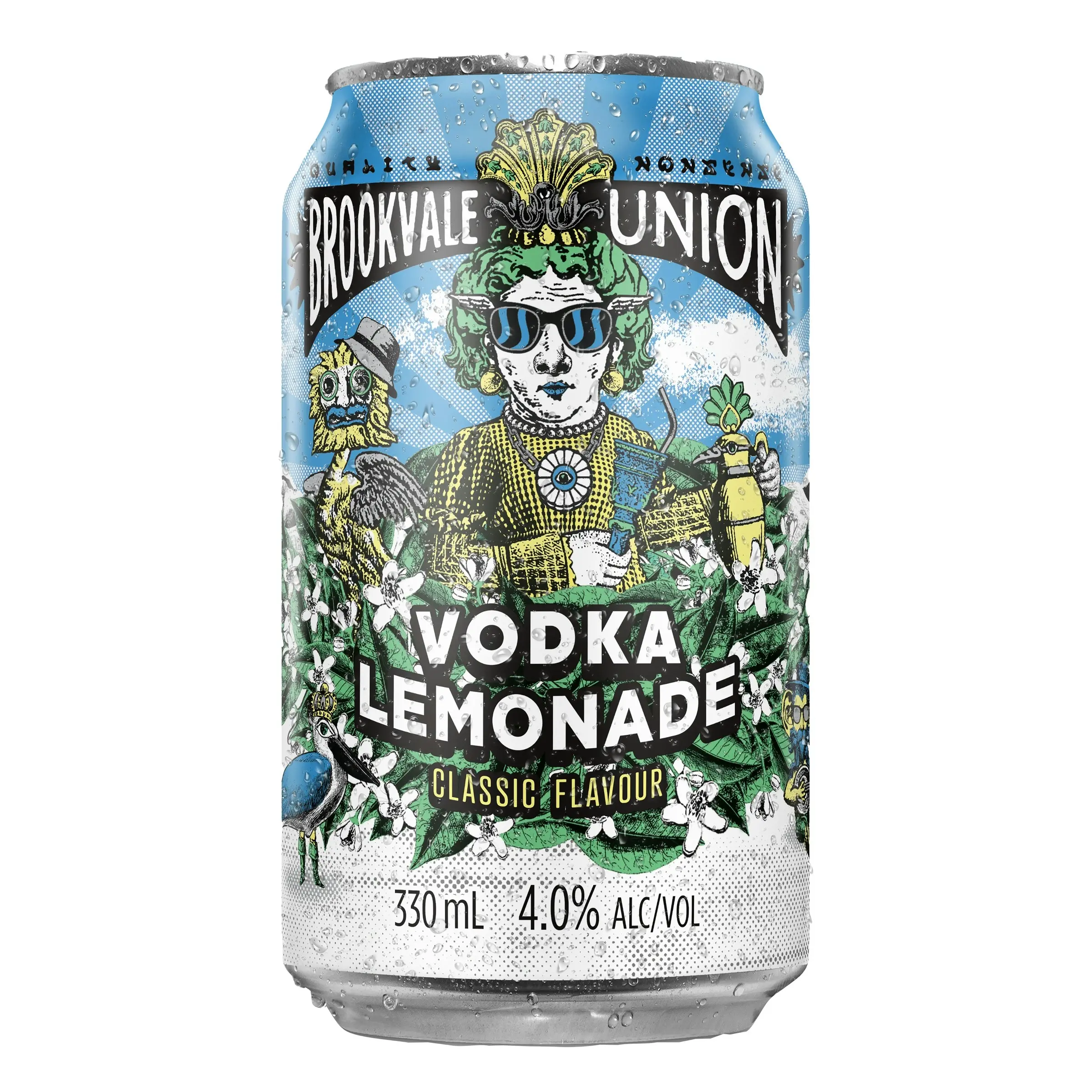 Brookvale Union Vodka Lemonade, Refreshing Pre-Mixed Drink, 4% ABV, 330mL (Case of 24 Cans)