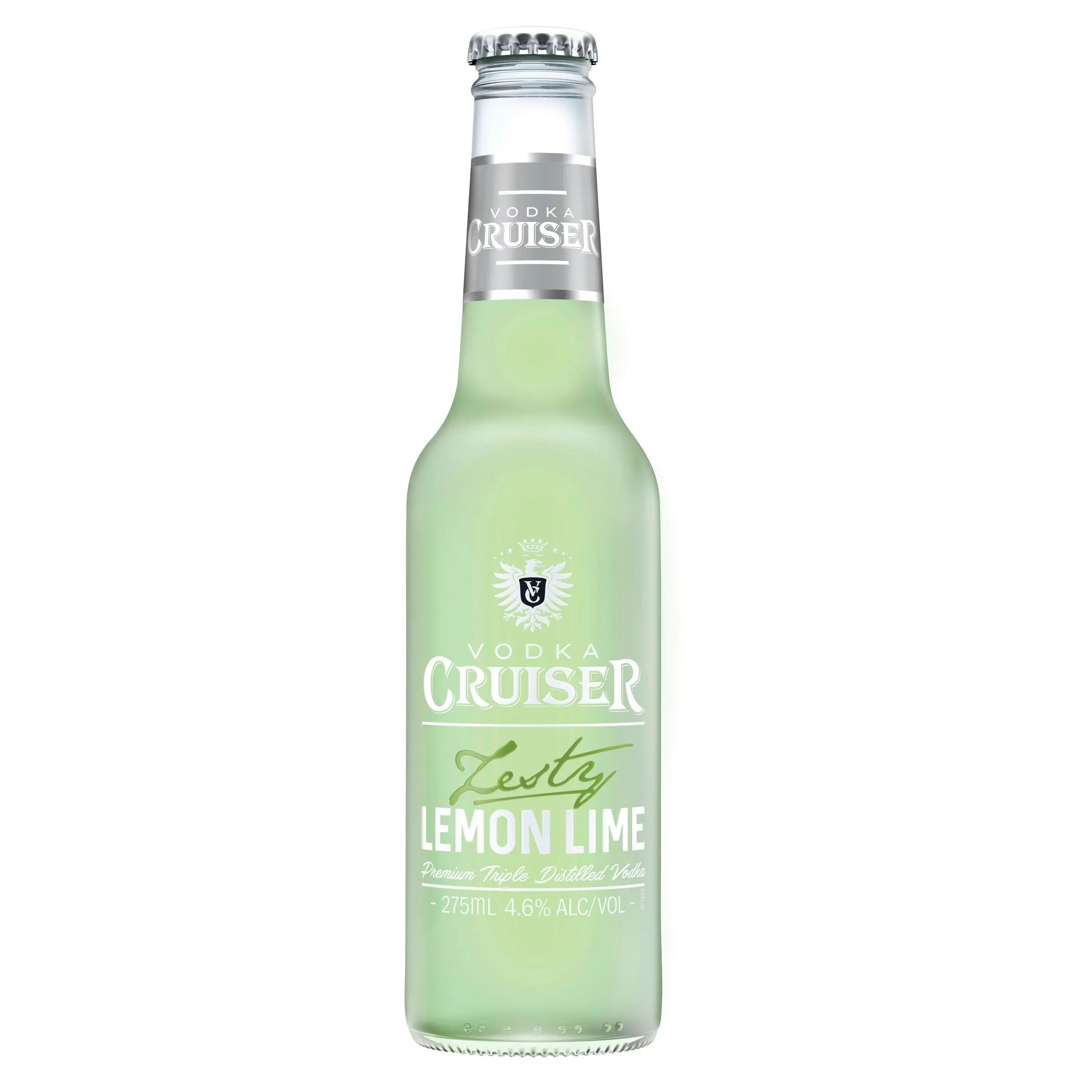 Vodka Cruiser Zesty Lemon/Lime, Refreshing Flavoured Pre-Mixed Vodka Drink, 4.6% ABV, 275mL (Case of 24 Bottles