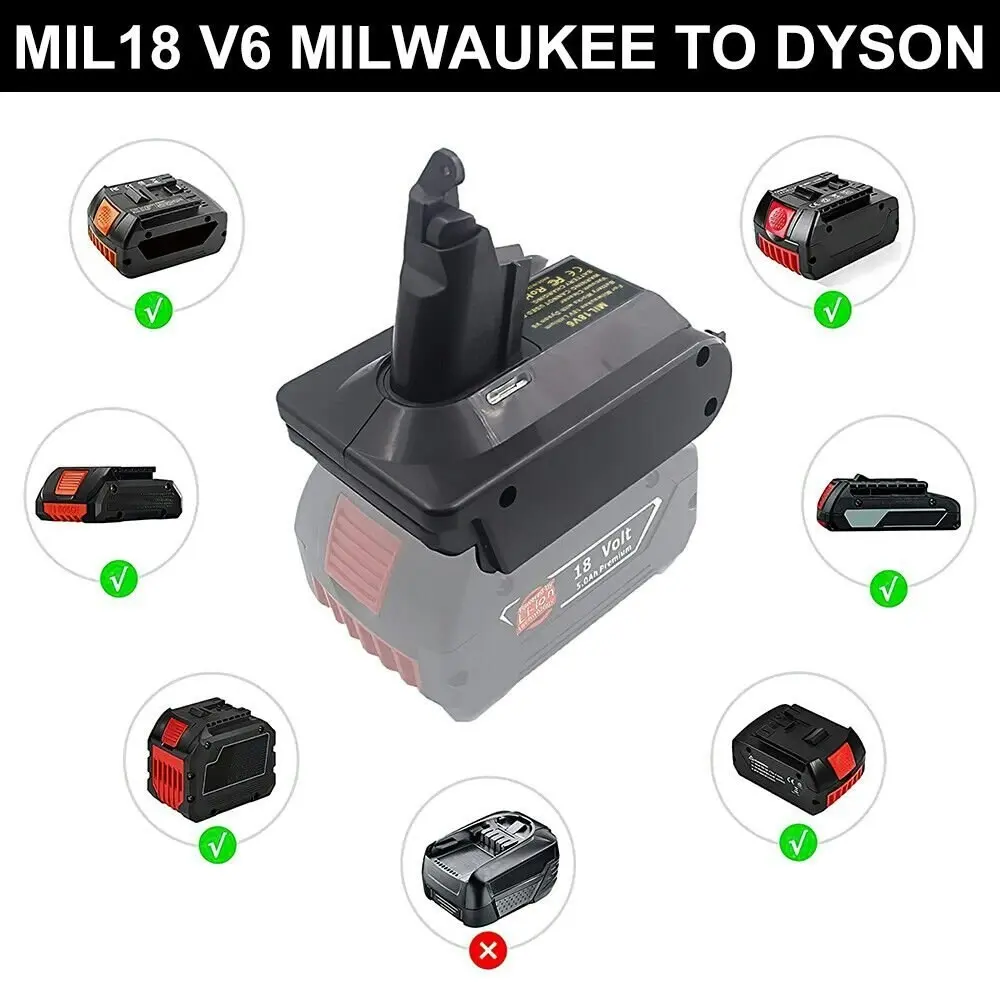 Bosch Milwaukee DeWalt Adapter Convert To Dyson V6