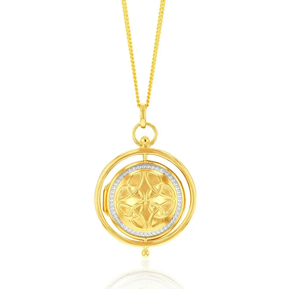 9ct Two Tone Gold Spinner Locket Pendant