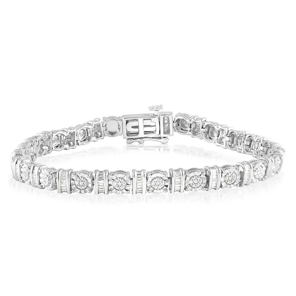 Sterling Silver 1/5 Carat Diamond 18cm Bracelet